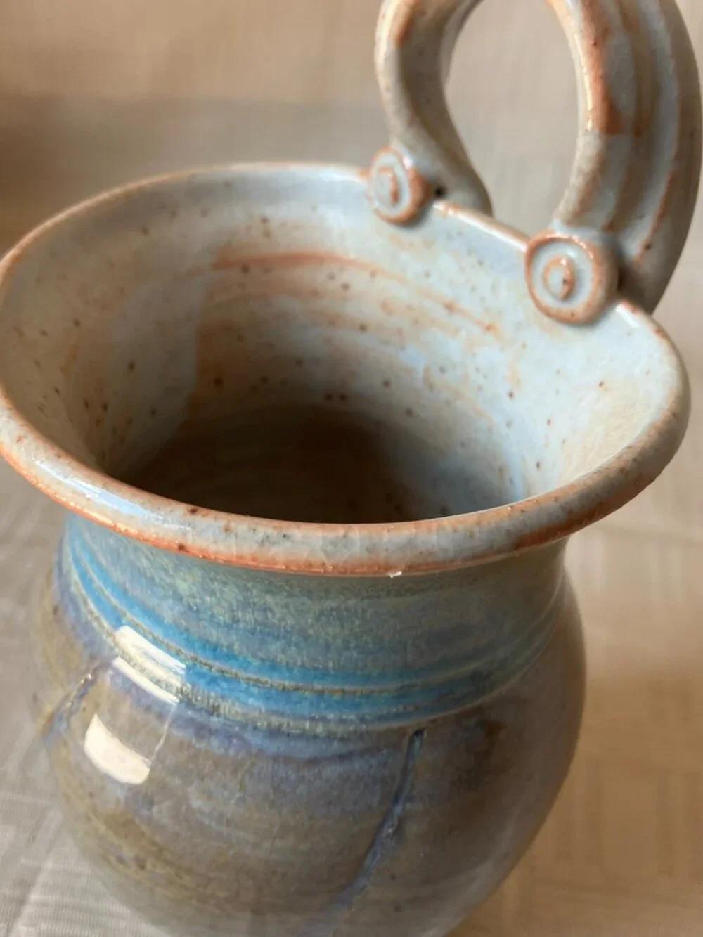 Studio Pottery Wall Pocket Vase / Herb Cuttings Pot; Lorraine Dilmore Stoneware